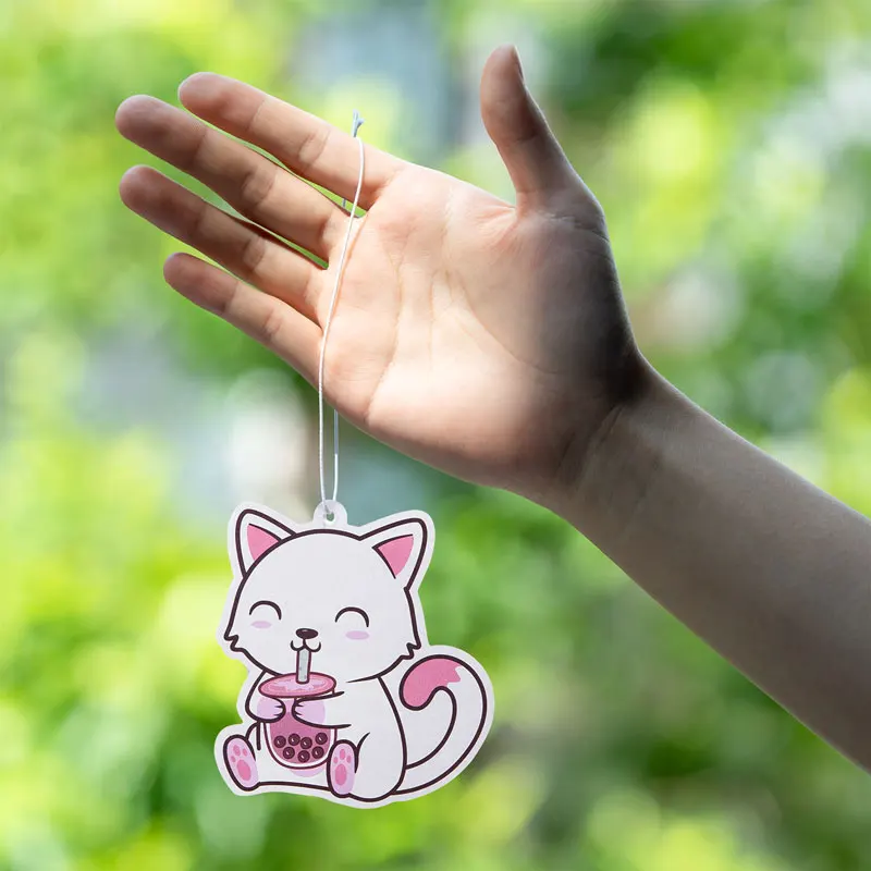Car Air Freshener Cute Incense Chip Pink White Cherry Flower Strawberry Milk Hanging Ornament Fragrance Pendant Gift 4Pcs/Set car air freshener refills