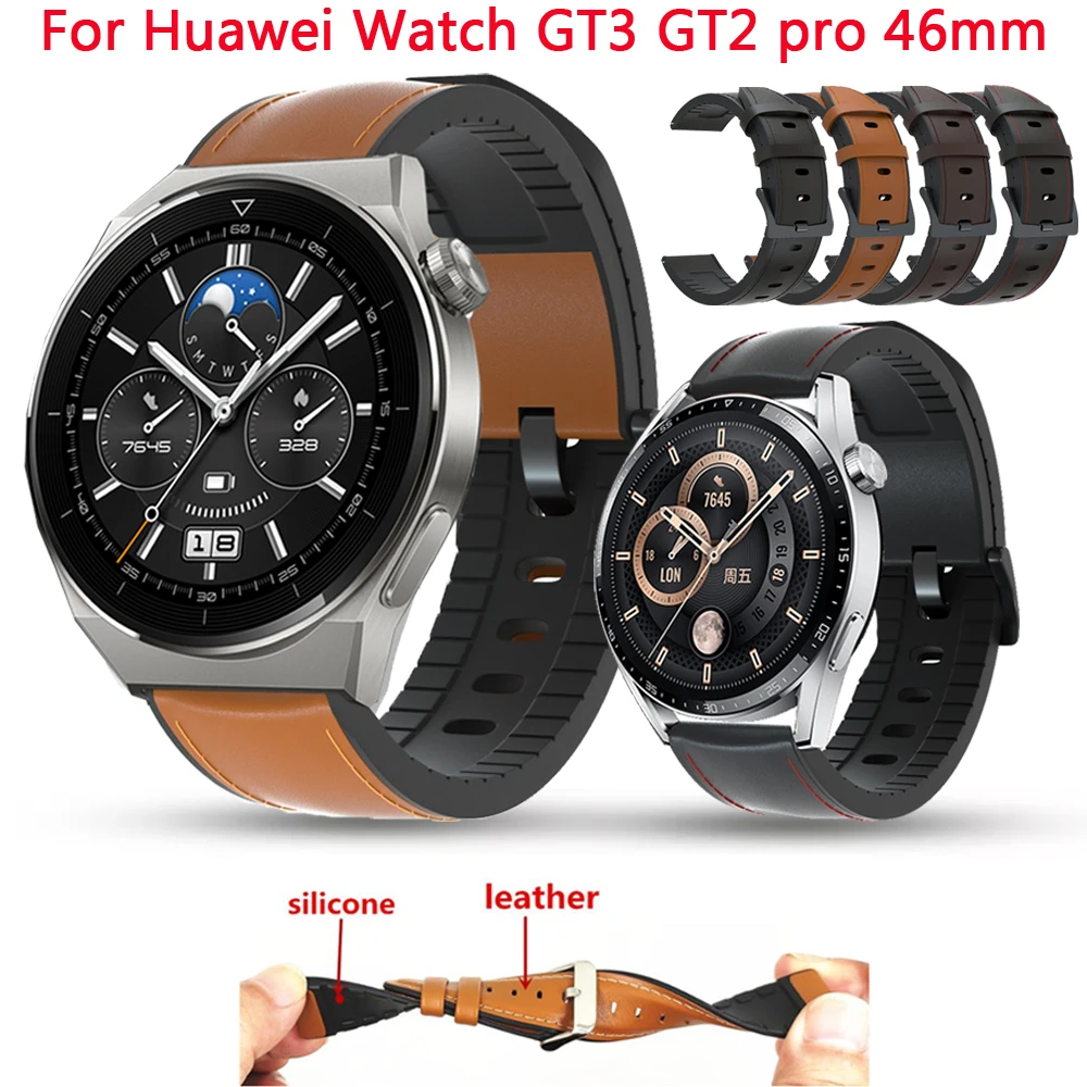 

Ремешок кожаный для Huawei Watch GT2/GT3 pro/Easyfit/Wris, браслет для смарт-часов Huawei Watch GT 2/3 pro 46 мм, 22 мм