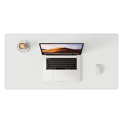 Premium PU Leather Desk Blotter: Non - Slip, Stitched Edges, Multi - Functional Desk Pad for Home, Office, or School (White)