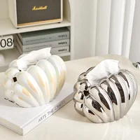 Lovely Luxury Shell-shaped Tissue Box Modern Table Napkin Holder Nordic Home Decor Desktop Storage Ceramic Crafts Accessories 1