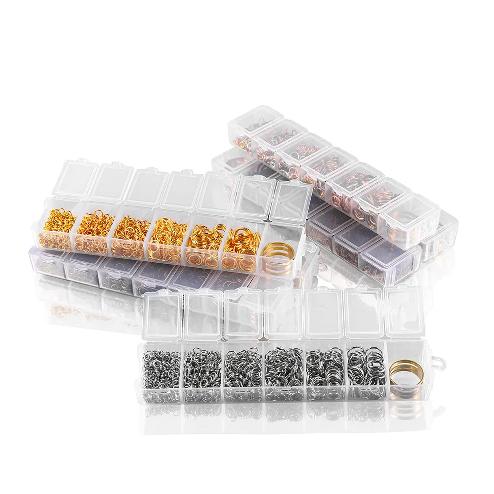 

DIY Ornament Accessories 7Grid Boxed 4-10mm Iron Hoop Single Ring Assembly Ring Bracelet Necklace Earring Material DIY Craft Set