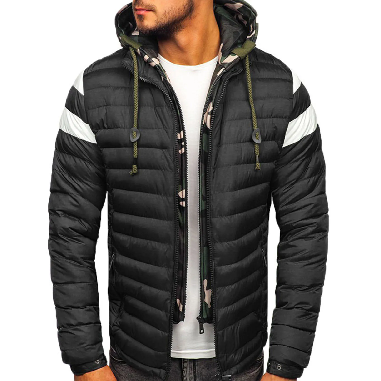 Thermal Fabulous Casual Male Jacket Windproof Men Down Coat Drawstring for Skiing