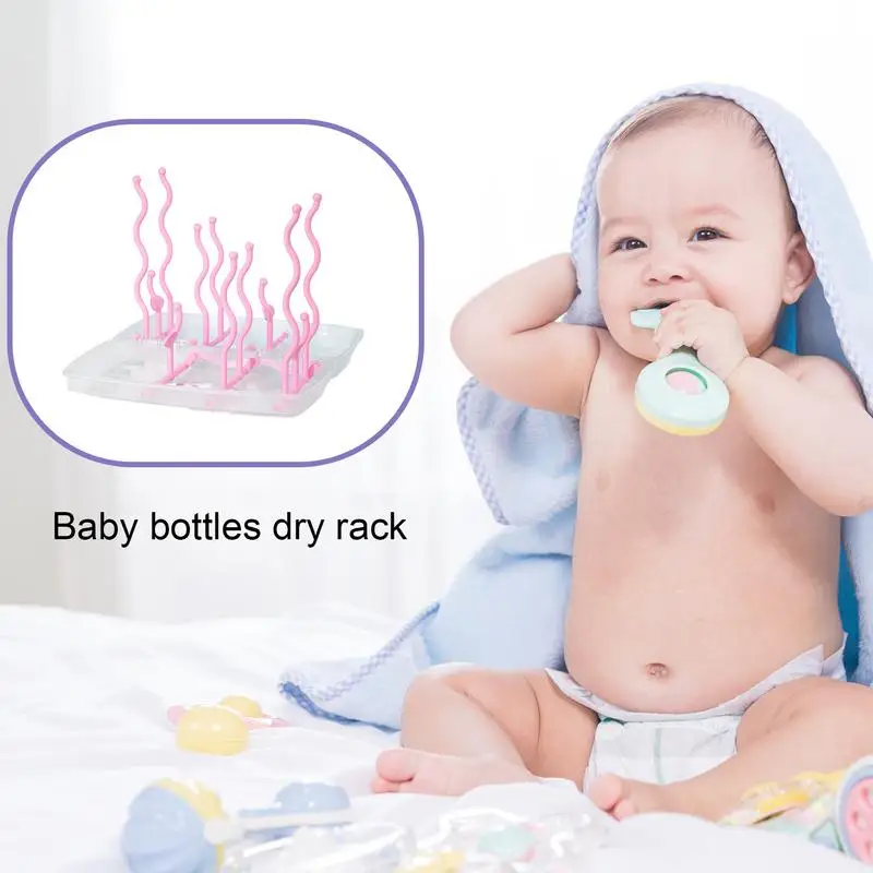 baby Bottles Drying Rack Space Saving Foldable Feeding Bottle Drying Rack Portable Bottle Dryer Baby for Traveling