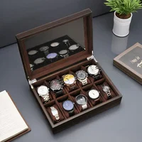 Direct Selling Solid Wood Can Store 10 Watches Storage Box Bracelet Simple Retro Dust Proof With Cover Organization Bins 1
