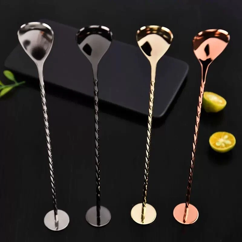 27.5cm Stainless Steel Cocktail Bar Spoon Disc Tail Drink Mixer Bar Stirring Mixing