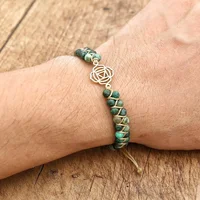 Bracelet Tortue Tressé en Pierre Africaine Double Couche, Breloque Boho, 4mm, Bijoux Faits à la Main pour Couple 4