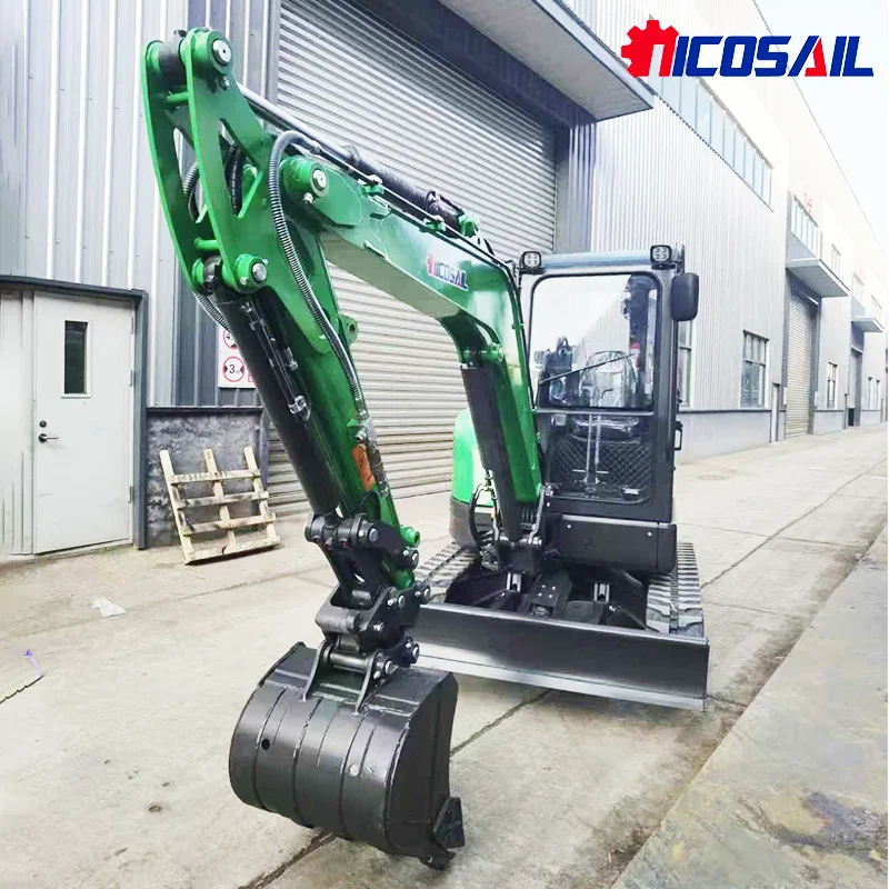 Nicosail Mini-Bagger 4 T Multifunktionaler Hydraulischer Kleiner Raupenbagger mit Schwenkarm für Garten, Landschaftsbau & Landwirtschaft