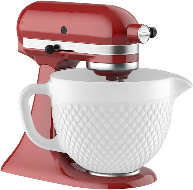 NEW Mixing Ceramic Bowls fit kitchenaid stand mixer bowl 5 quart Tilt-Head Stand  Mixer Bowl-Three-dimensional lace white or red - AliExpress