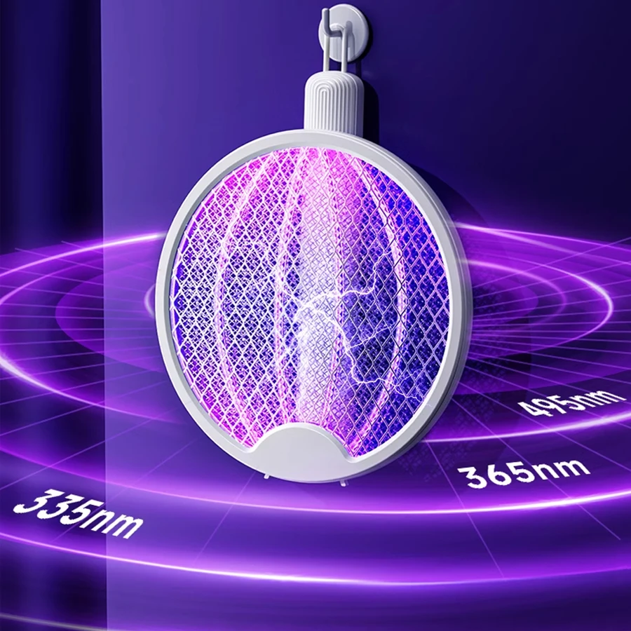 Foldable USB Rechargeable Electric Mosquito Swatter with UV Light Killer Fly Trap Mosquito Racket Insect Killer Bug Zapper 3000V