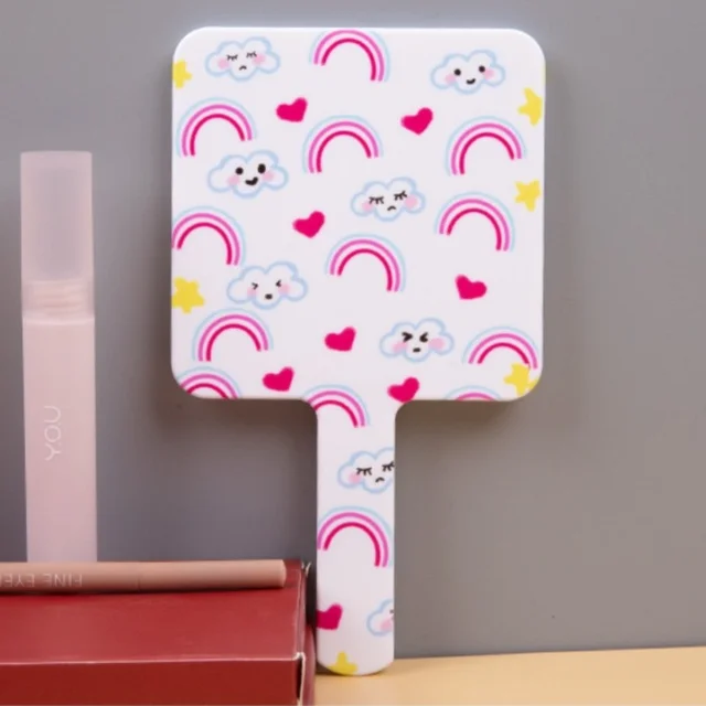 Miroir à main carré, miroir cosmétique portatif, poignée de salle de bain pour étudiant, miroir de maquillage Portable 5