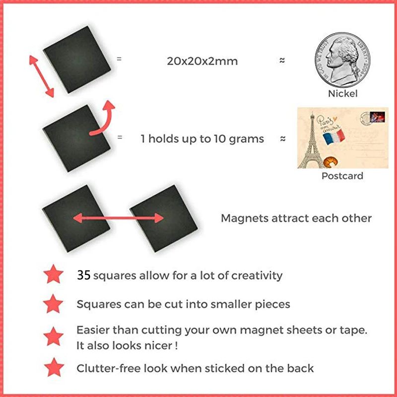 35PCS 20mm Round Magnetic Sticker Fit Glass Cabochon Vision Board Fridge Magnet DIY Refrigerator Magnet Blackboard Sticker