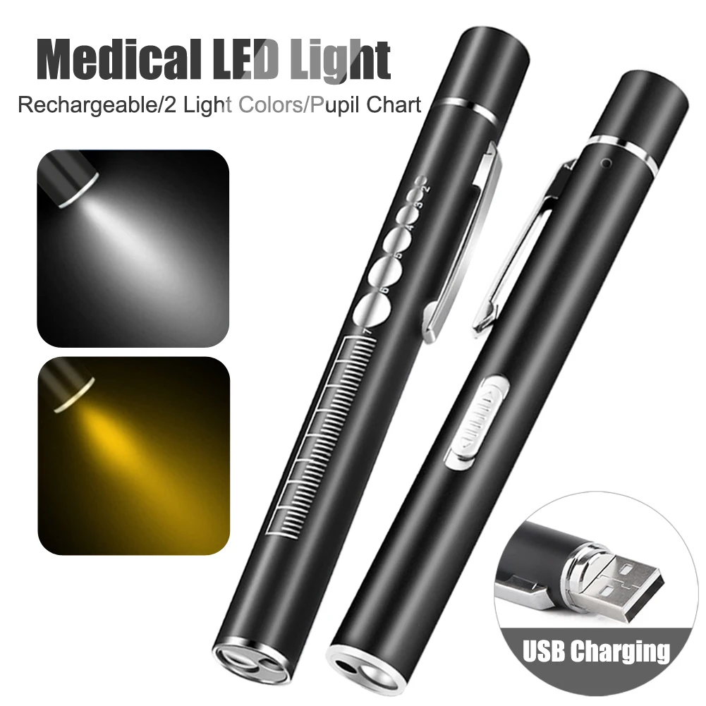 USB Rechargeable Medical LED Pen Light Nursing Doctor Flashlight Torch
