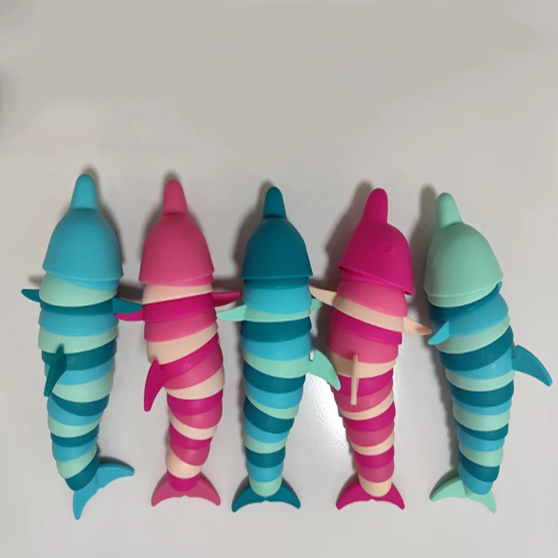 Colorful Slug lobsterToy Articulated Flexible 3D Slug Fidget Toy All Ages Relief Anti-Anxiety Sensory Toys for Children 4