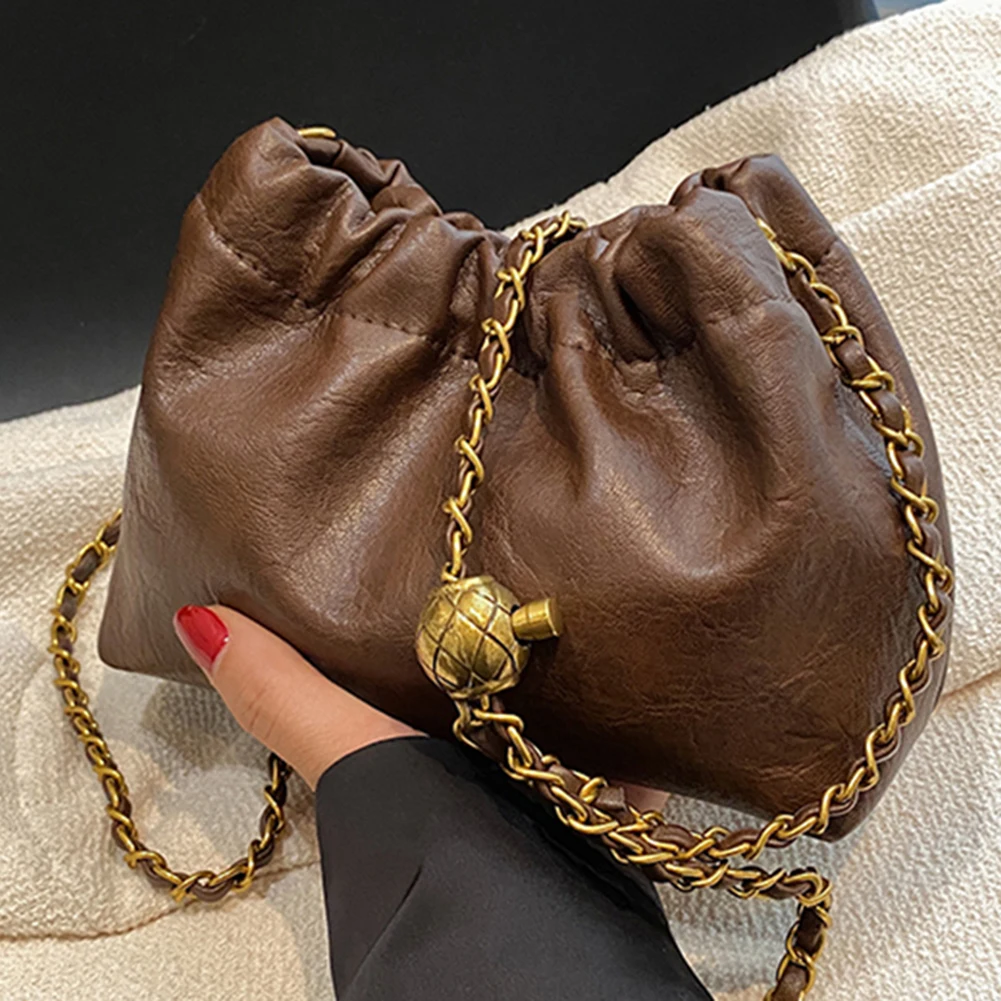 Women Chain Shoulder Bag Versatile Crossbody Tote Bag Casual Pleatd Hobo Satchel Sling Girl Stylish Purse womens bag