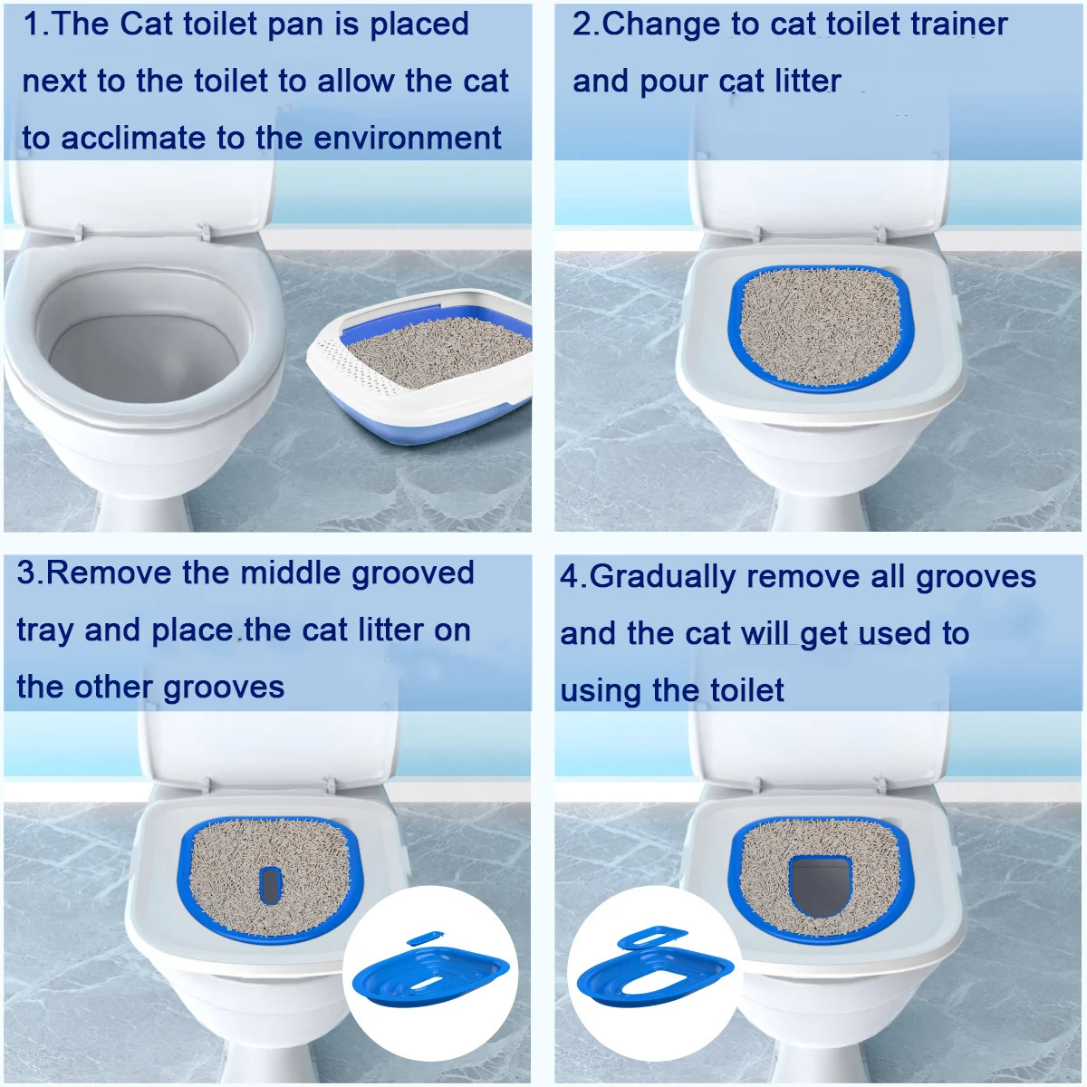 Cat Toilet Trainer Reusable Pet Cats Plastic Toilet Trainer Cat Toilet Training Kit Pets Litter Cleaning Tray Mat Cat Use Training Products