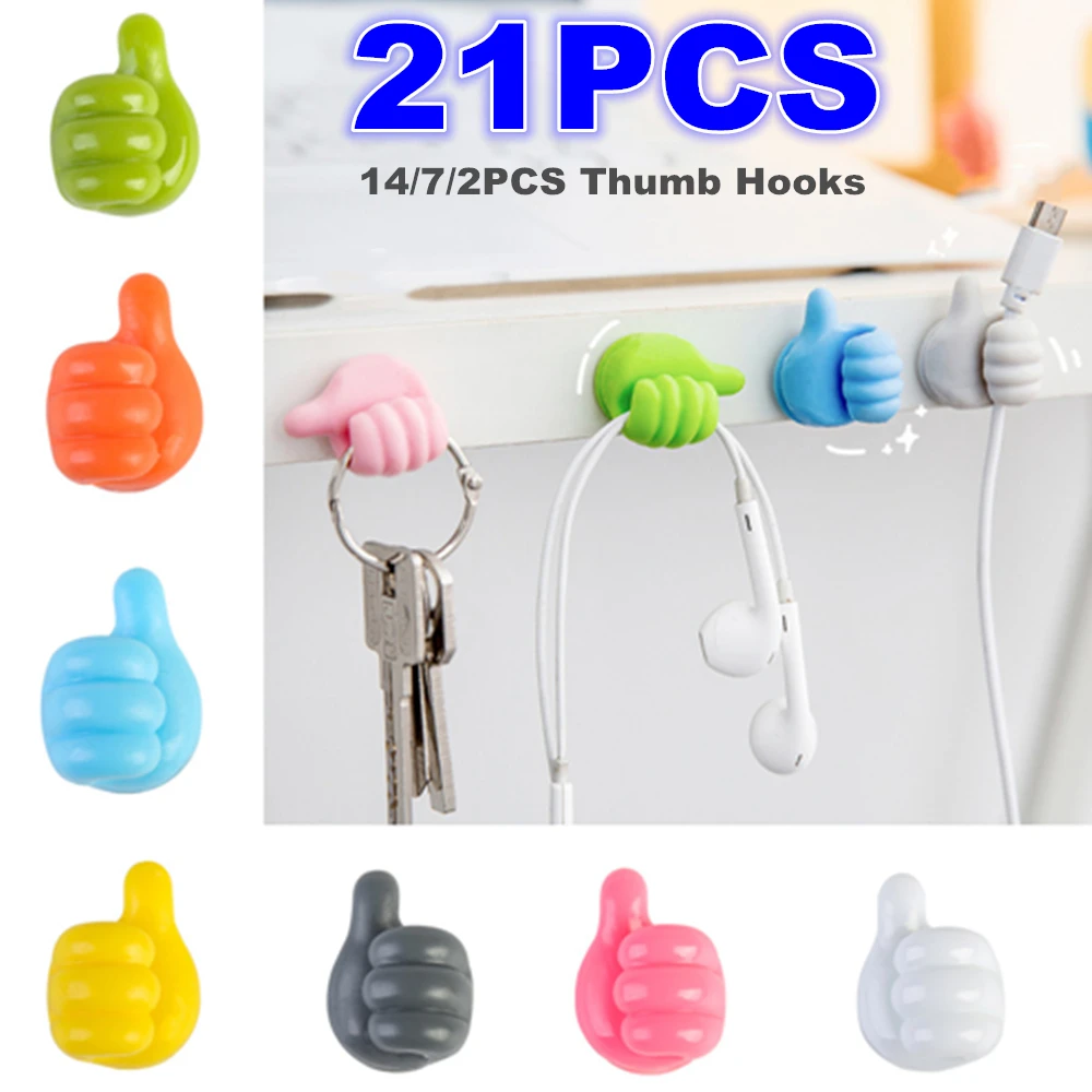 Multifunctional Thumb Hooks Clip Holder Wire Organizer Wall Hooks Hanger Strong Wall Storage