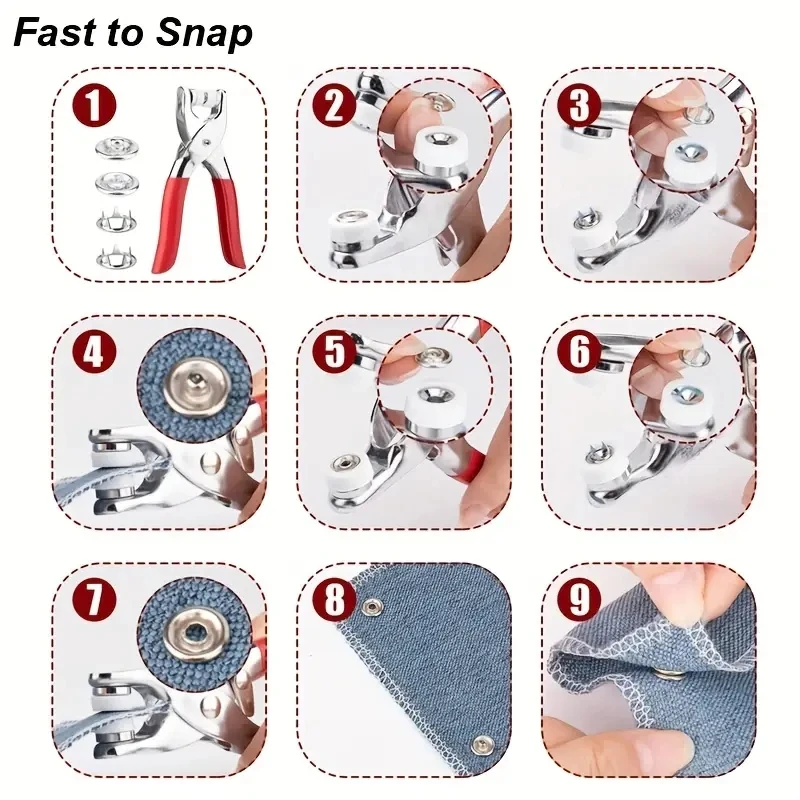 1 Set Snaps Button Plier Kit Tool With Fastener Pliers Press Tool DIY Sewing And Crafting Tools Children's Clothes Hat Sewing 6