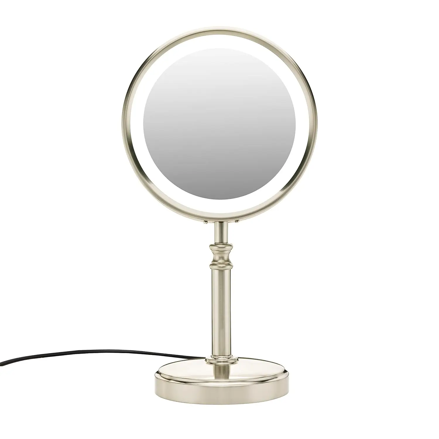 

Double-Sided LED Lighted Tabletop Mount Vanity Makeup Mirror, 1x/10x magnification, Satin Nickel Cute mirror mini Lash extension