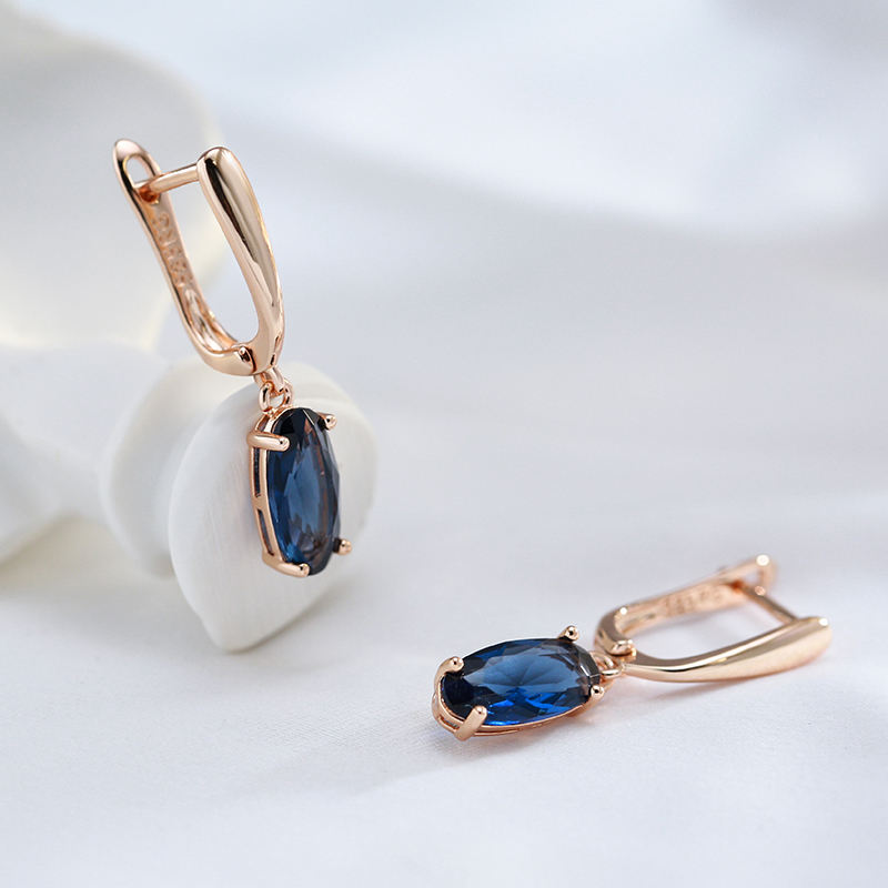 Gold Dangle Earrings | Blue Zircon Earrings