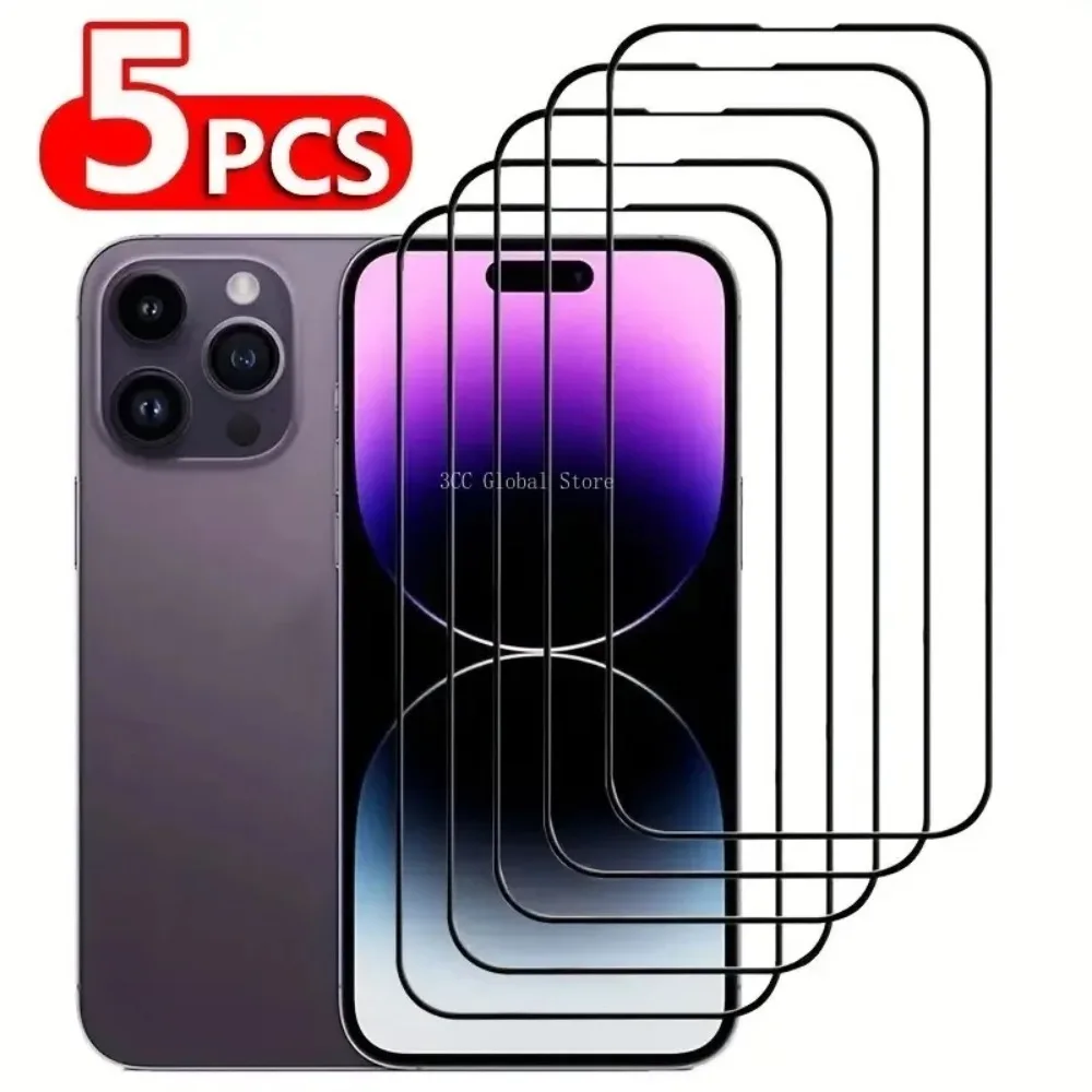 

5 шт., защитное стекло HD для IPhone 11 Pro Max 12 13 Mini 14 Pro 15 Plus
