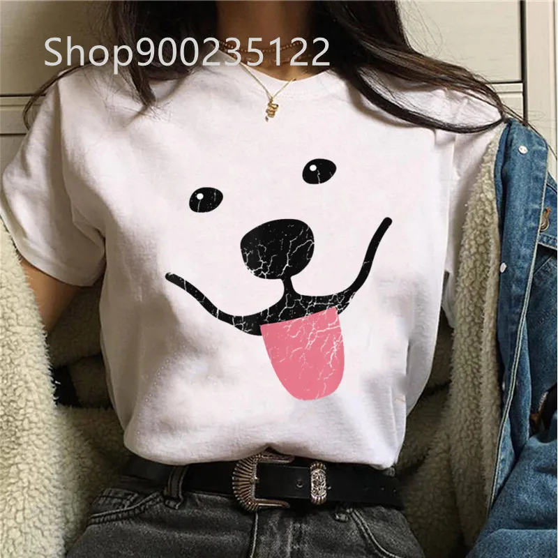 thumbnail image 1 of Camisetas de la cara linda para mujer, ropa de moda para mujer, manga corta, ropa de dibujos animados, camiseta de primavera y verano, Top gráfico, 1 of 4
