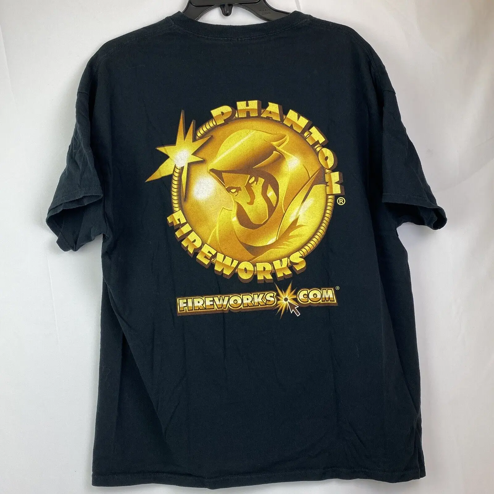 Phantom Fireworks Rare Gold Xl Maglietta Nera-Double Sided-Cotone Pesante