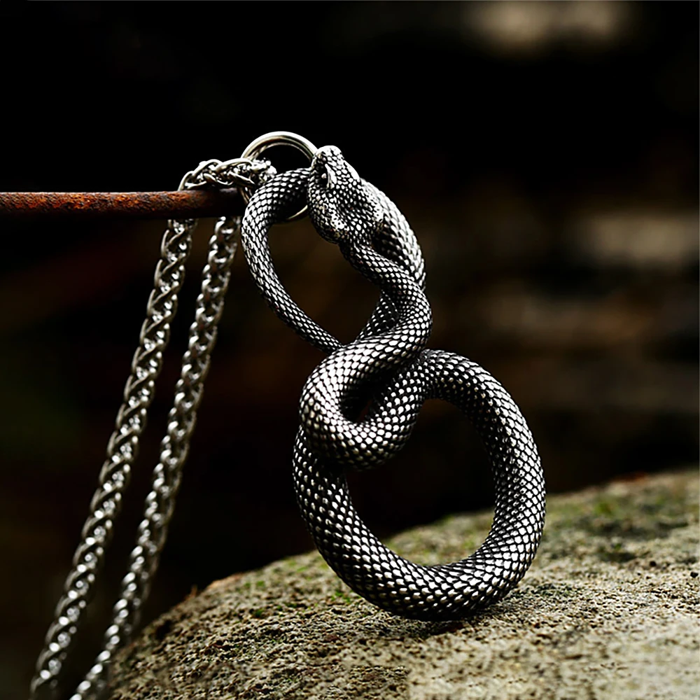 Amazon.com: YANGFJcor Mens Stainless Steel Snake Head Serpent Pendant  Necklace,Women Norse Vintage Silver Cobra Talisman Ethnic Jewelry,with 23.6  Inch Chain,Snake Head,60cm : Clothing, Shoes & Jewelry