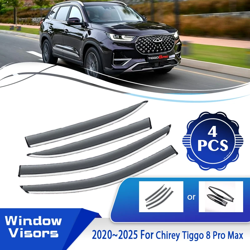 

For Chery Chirey Tiggo 8 Pro Max 2020 2021 2022 2023~2025 Car Window Sun Rain Visor Deflector Shelter Rain Guard Car Accessories