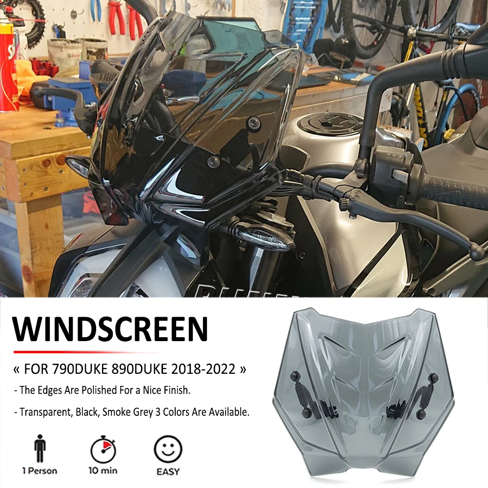 

2018-2022 Motorcycle Front Fairing Windscreen Windshield Fly Wind Deflector Screen FOR 790 890 Duke 790Duke 890Duke 2021 2020