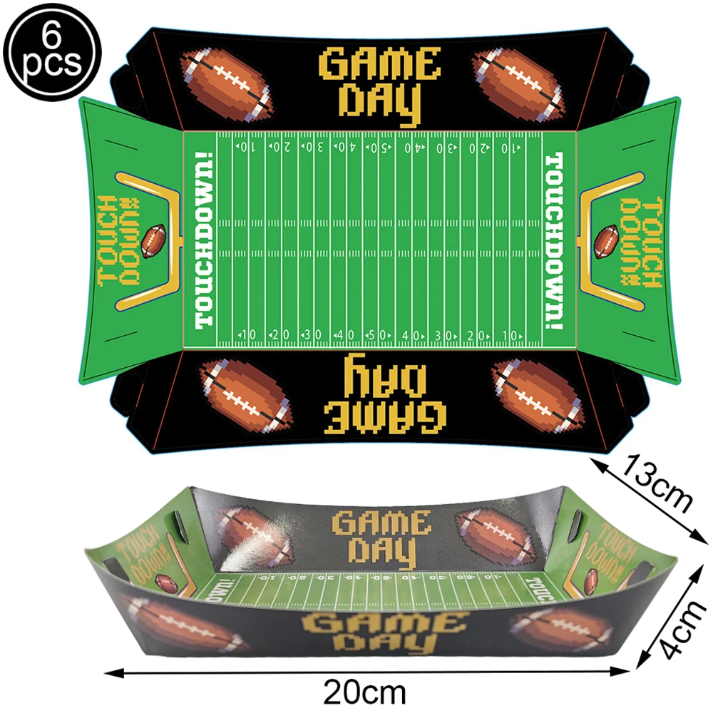 Sports Themed Party Snack Trays - Disposable Paper Food Boats for Soccer Rugby Football Baseball and Basketball Celebrations