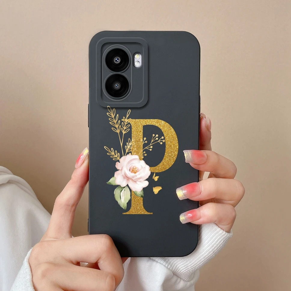 Pretty Flower Letters Liquid Silicone High-Quality Phone Cover