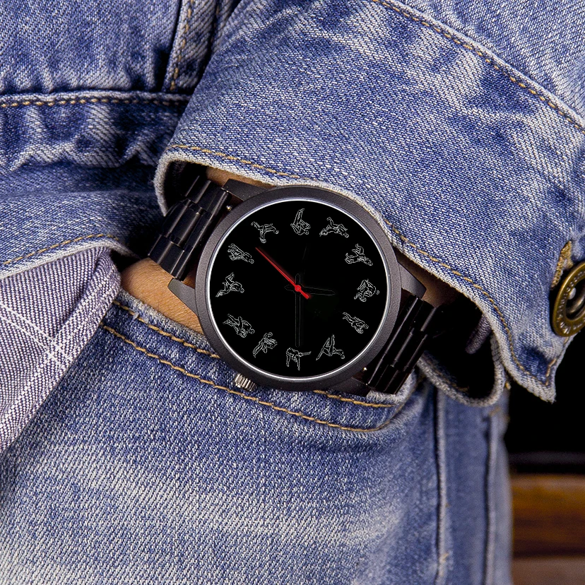 Rose Gold Men's Watch with Black and Silver Watchband - Personalized Gift Edition