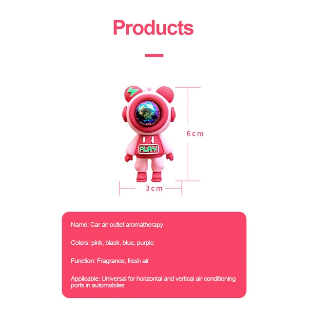 Réinitialisation de parfum de sortie d'air de voiture, astronome de dessin animé, désodorisant pour climatisation, aromathérapie, décoration intérieure 6