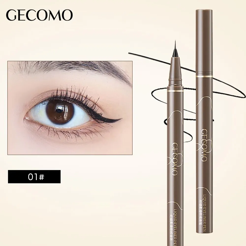Liquid Eyeliner GECOMO Liquid Eyeliner 0.01mm Slim Waterproof Quick Dry Long Lasting Color No Smudging Eyeliner Pencil