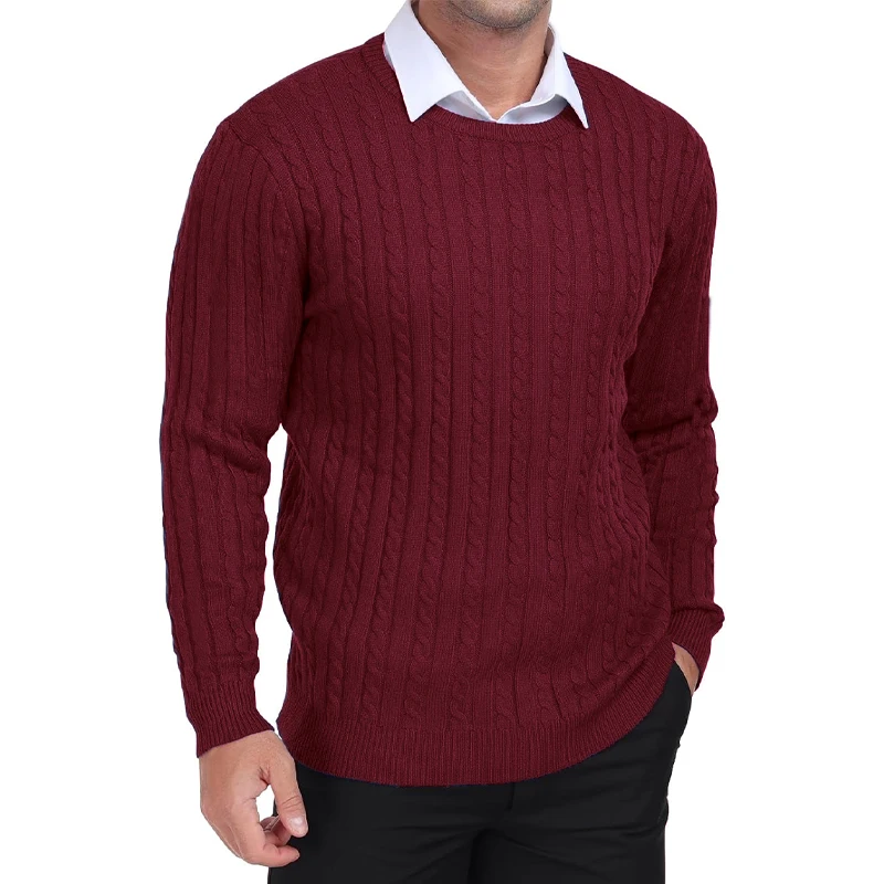 Animal Game Mens Sweater Crewneck Cable Knit Long Sleeve Pullover Sweater Casual Sweaters for Men Spring Knitted Work Jumper