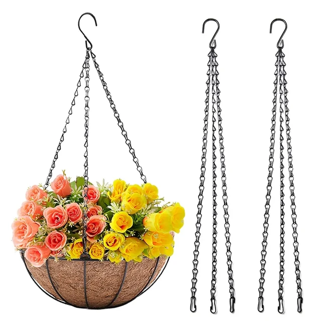 40 Cm -Es Virágcserép Lógó Kosárlánc Vas Utánzás Rattan Függő Kosár Medence Hidroponikus Növények Fogas Otthoni Kerti Dekoráció - Image 5