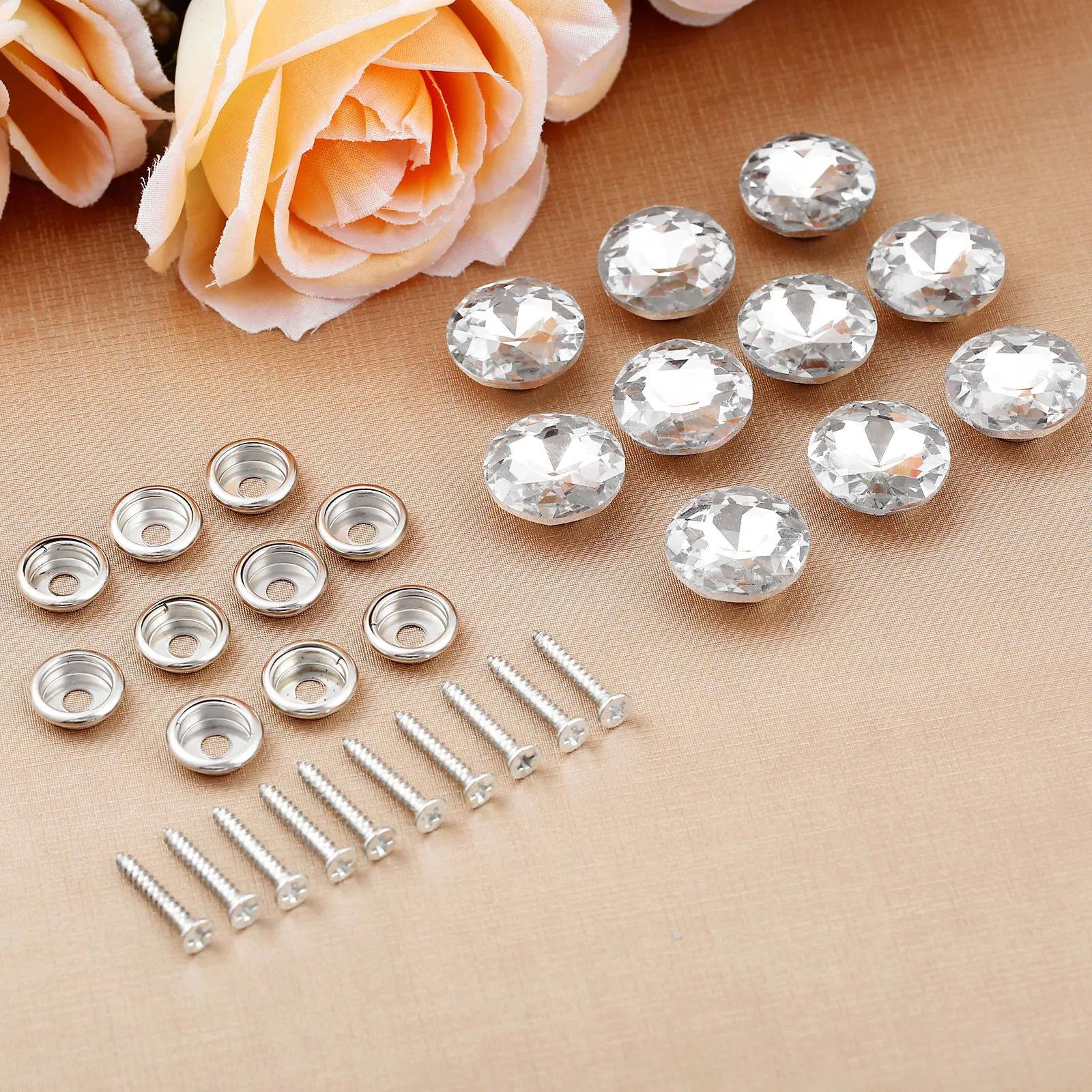 30 Bottoni Tappezzeria Con Strass 30 Mm: Puntine In Vetro E Metallo Per Divano, Testiera E Fai Date