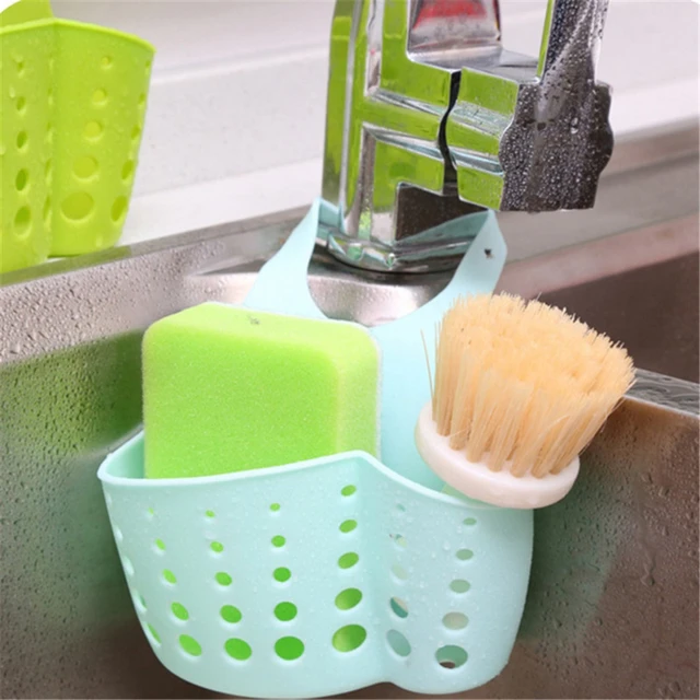 Kitchen Sponge Holder Sink Silicone Storage Basket, Green