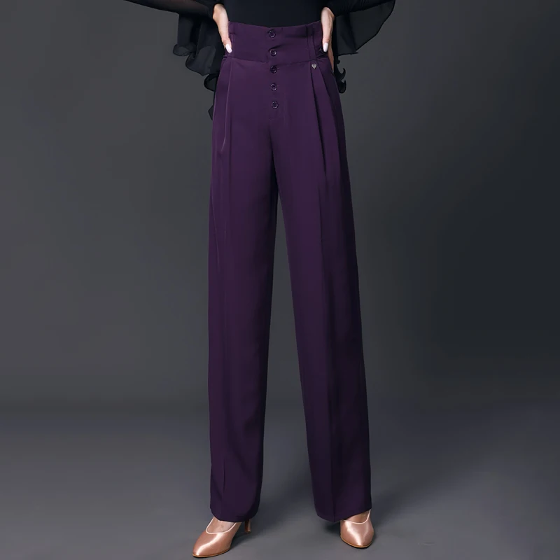 3 Colors Latin Dance Modern Dance Pants For Women High Waist Pants Wide Leg Practice Clothes Ballroom Wear SL7331