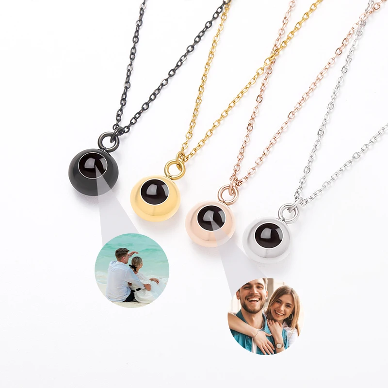 

Custom Photo Necklace Projection Picture Necklace Round Pendant Necklaces Valentine's Day Memorial Jewelry Gift For Women Girls