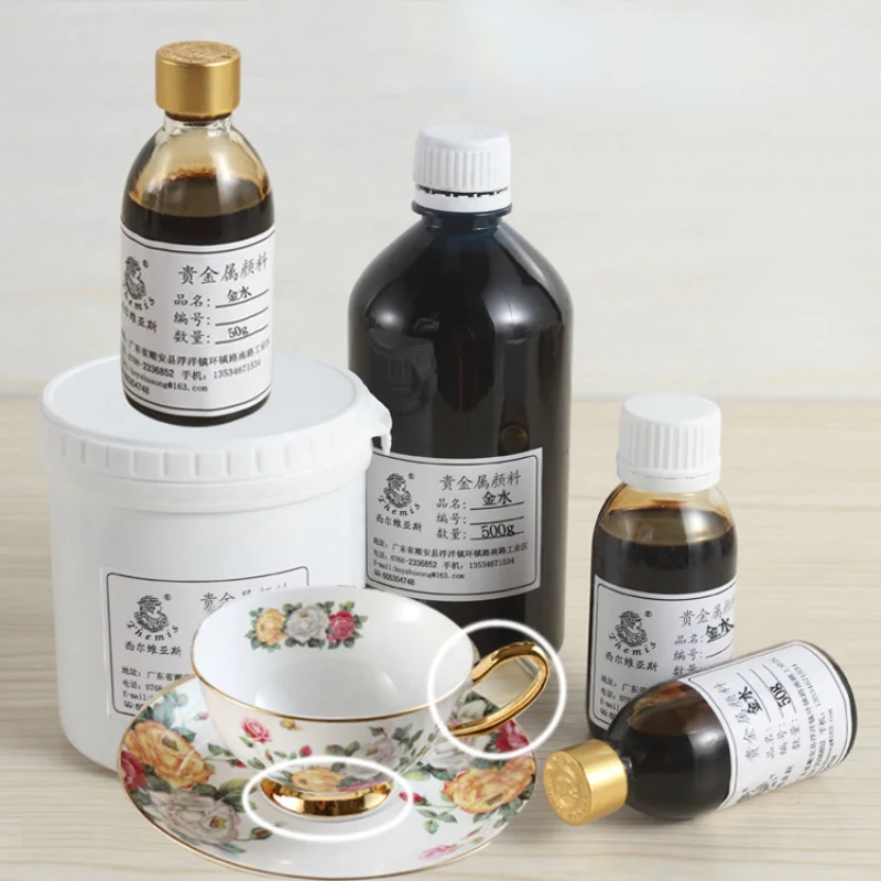 10g Ceramic Goldwater Glass Goldwater Electric Light Water DIY Ceramic Crafts Teapot Pottery Tea Set Tracing Gold Plated Water