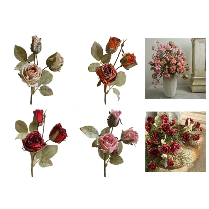 

European Retro Rose Artificial Flowers Bouquet Amazing Fake Flowers Elegant Home Wedding Decorations for Household DropShip