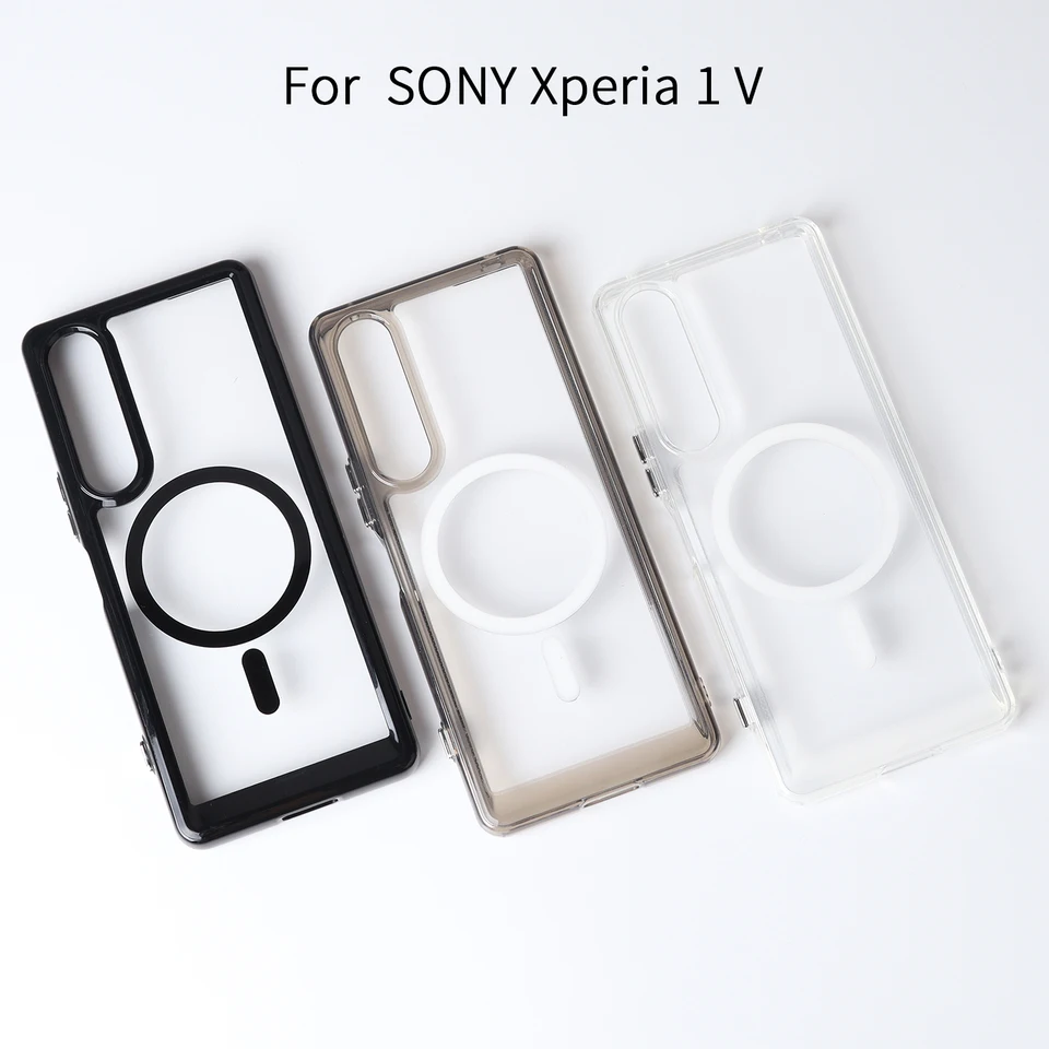 Cover Magnetica 360° Per Sony Xperia 1 V – Vetro Temperato Trasparente, Telaio In Alluminio, Protezione Anti Urto, Bianco