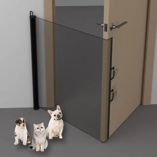 3 Sizes Pet Gate Fence Dog Cats Fence Indoor Automatic Retractable Stairway Aisle Isolation Mesh No Punch Safety Net Fence 5