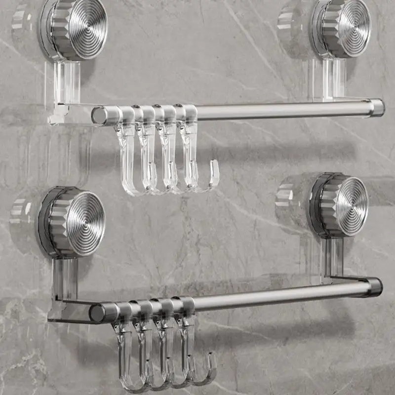 Suction Cup Towel Bar Wall Mounted Towel Bar Shower Rack Bath Holder Hand Holder For Bathroom Kitchen Laundry