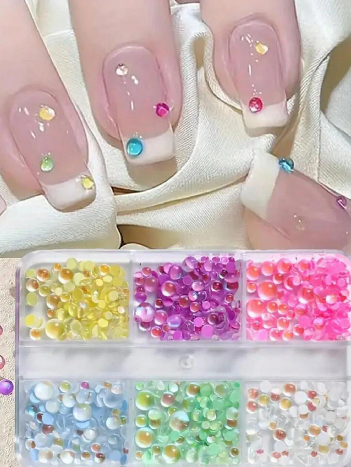1 Box Macaron Bubble 3D Glas Kristall Nail Art Charms Gemischte Größe Funkelnde Meerjungfrau Nagelperlen Bunte Flatback Maniküre Ornamente – Detail 16