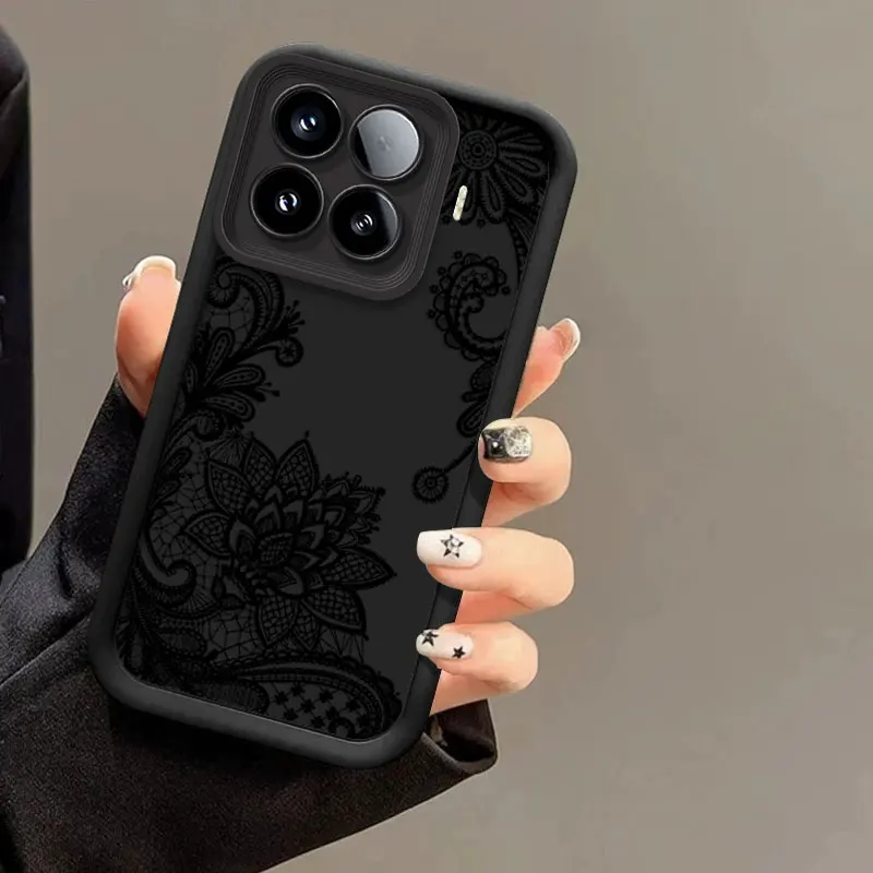 Flexible Silicone Shockproof Case with Lace Cat Print Pattern – Protective Cover