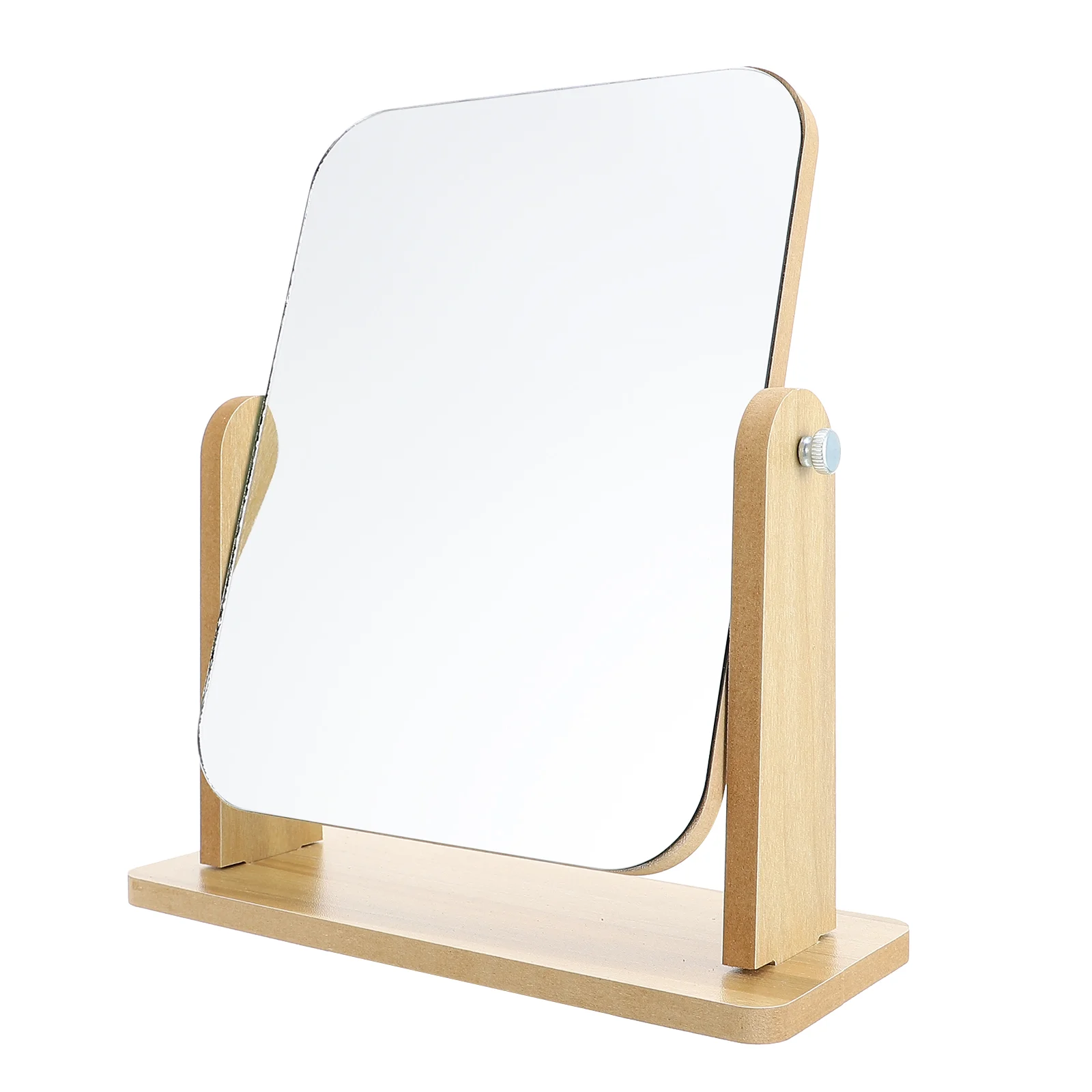 

Wooden Desk Desktop Vanity Mirror Swivel Makeup Home Dining Table Jewelry Shop Women with Stand Miss