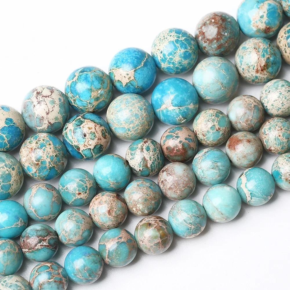 Elegant Lake Blue Sea Sediment Jasper Beads for DIY Jewelry Crafting – Various Sizes Available
