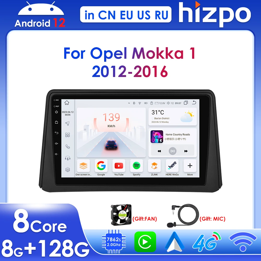 

Hizpo Wireless Carplay Car Radio Android for Opel Mokka 1 2012 - 2016 Multimedia Player GPS Navigation BT Stereo RDS 4G DSP QLED